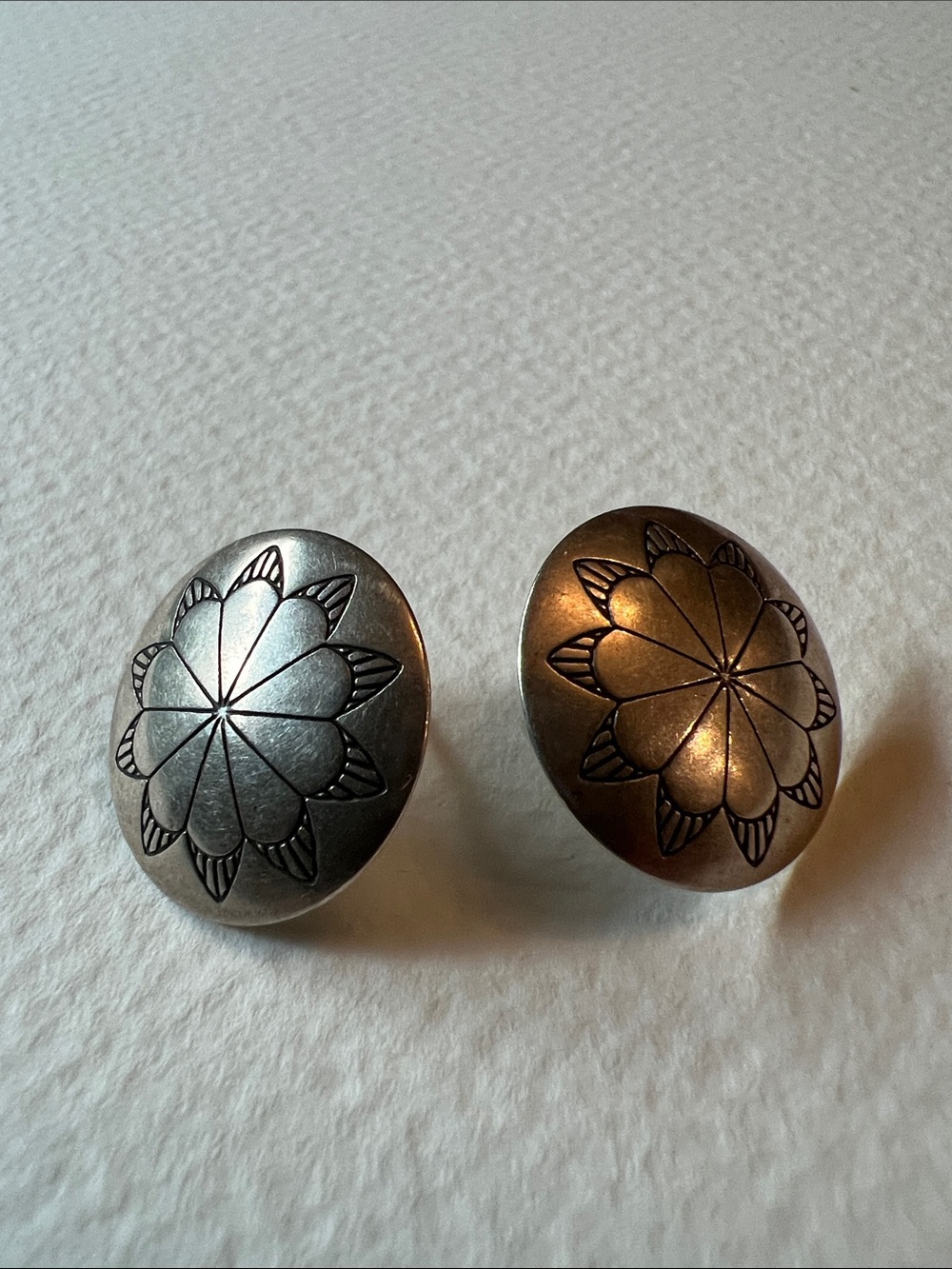 Sterling Silver Native Flower Etched Earrings